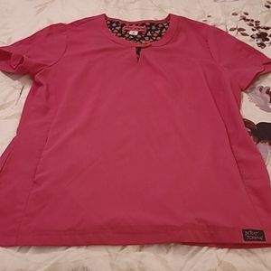 Pink Betsey Johnson Scrub Top